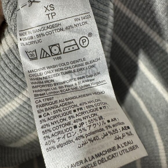 GAP Pullover Ribbed Striped Boat Neck Sweater - Gray and White, X-Small - Picture 5 of 6